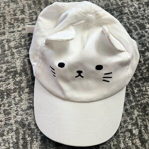 Girls White 3D Cat Ears Baseball Cap (new Without Tags)